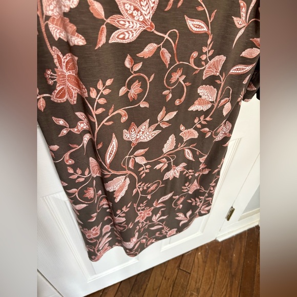 J.Jill 3/4 Sleeve Stretch Knit Dress in Brown & Pink Floral | Size Medium - Picture 7 of 12